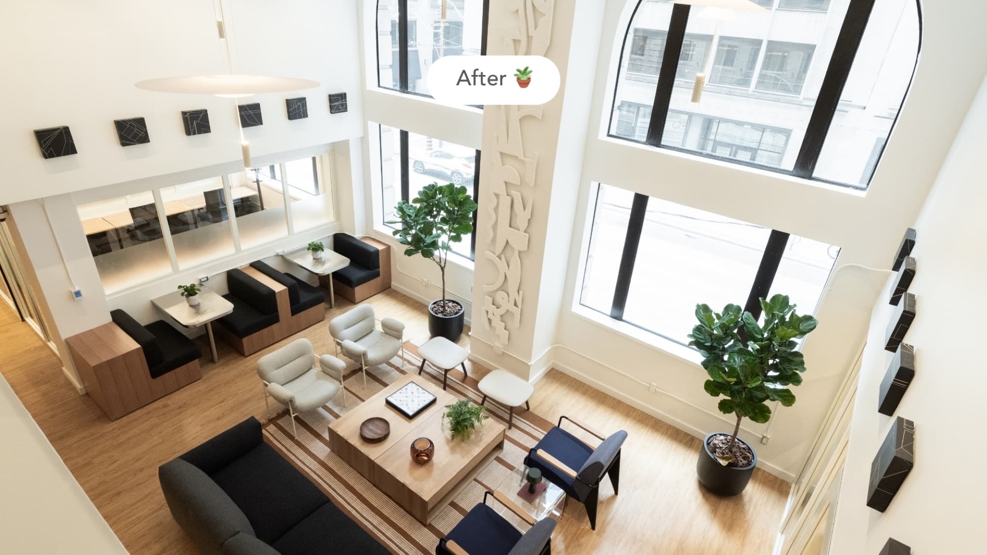 Workspace transformed with plants